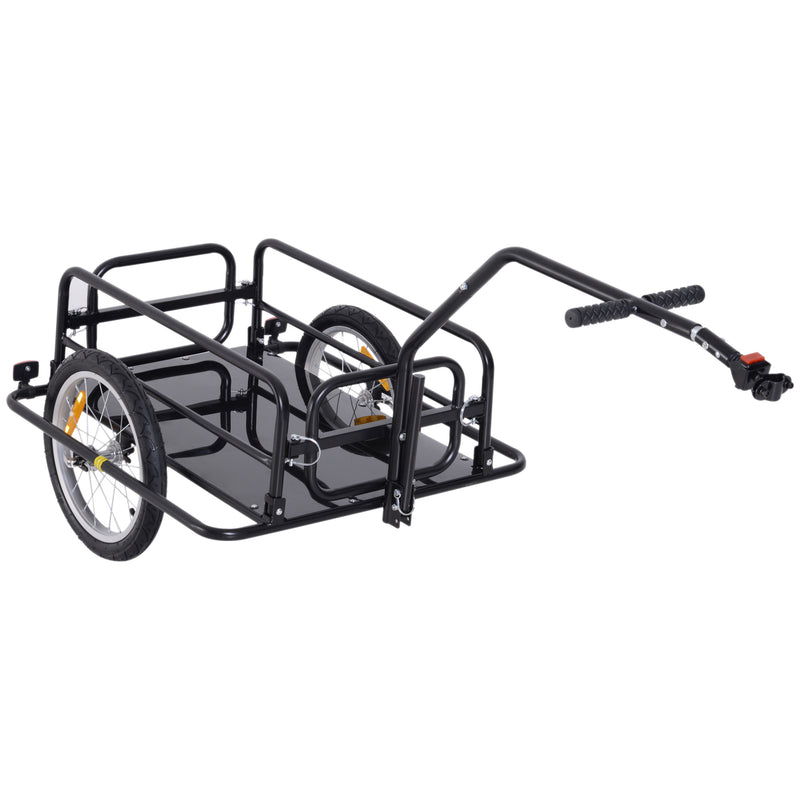 Folding Bicycle Cargo Storage Cart and Luggage Trailer with Hitch HOMCOM
