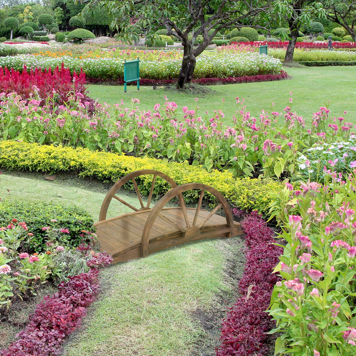 Fir Wood Outdoor Garden Decor Walkway Bridge Brown