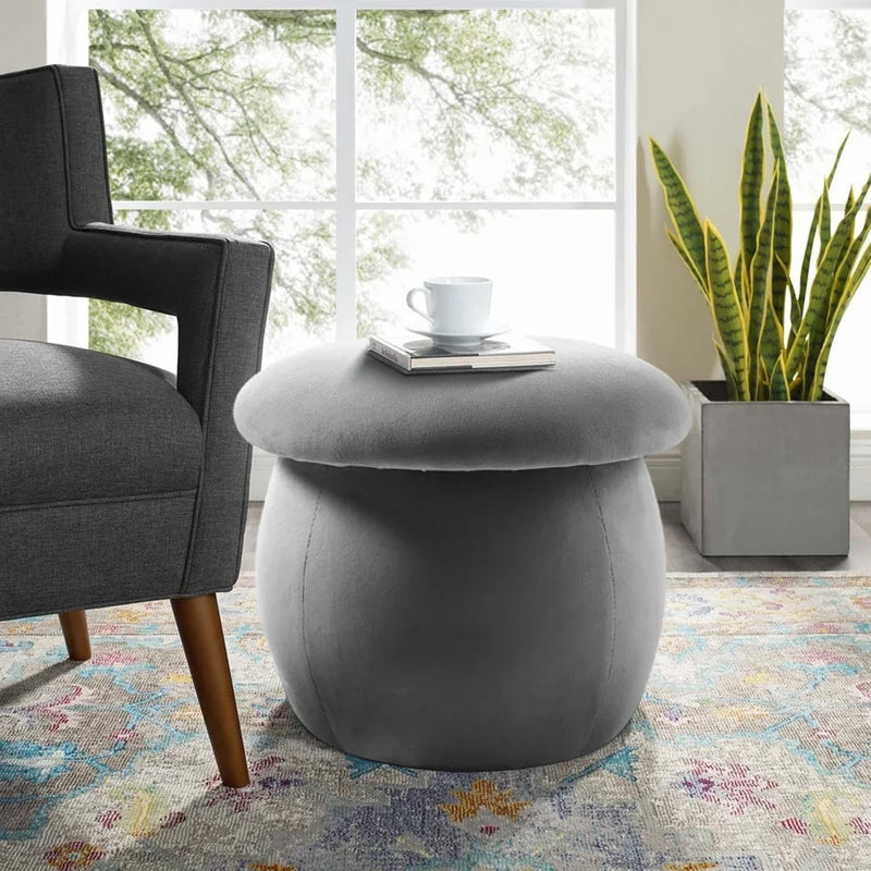 Nordic Velvet Mushroom Footstool - Soft Cushion Stool for Living Room & Bedroom