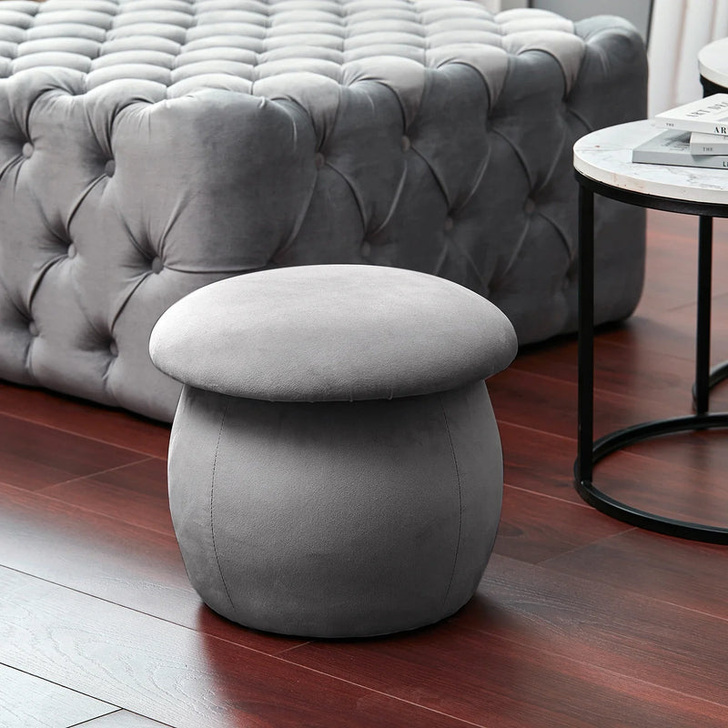 Nordic Velvet Mushroom Footstool - Soft Cushion Stool for Living Room & Bedroom