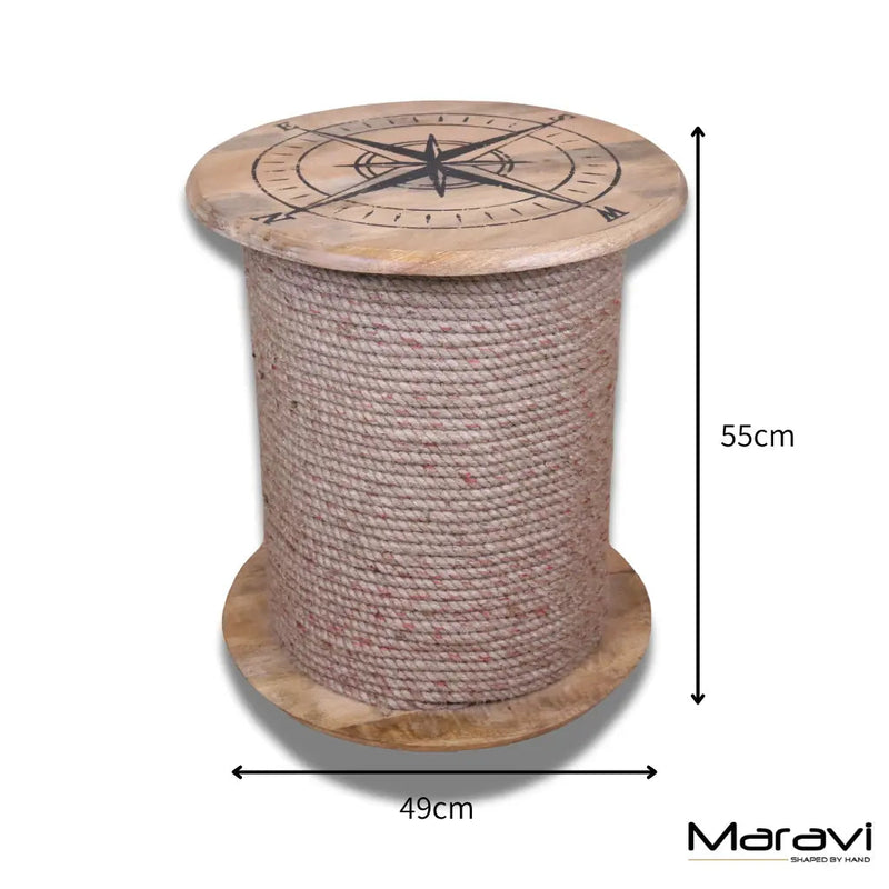 Noreya Rope Reel Nautical Table Compass Top