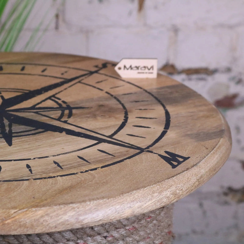 Noreya Rope Reel Nautical Table Compass Top