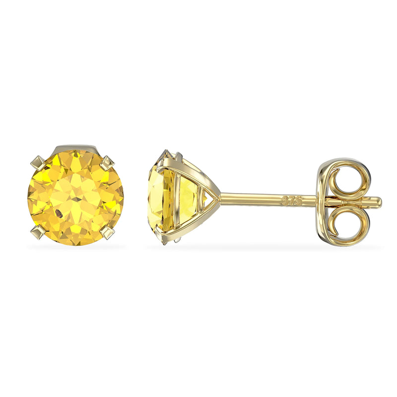 November Birthstone Yellow Topaz Stud Earrings
