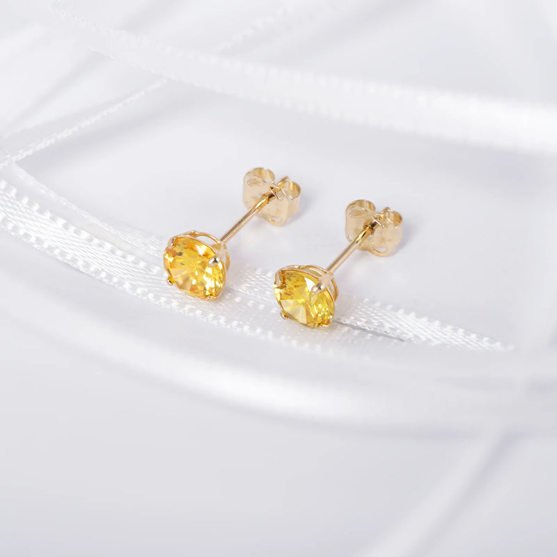 November Birthstone Yellow Topaz Stud Earrings