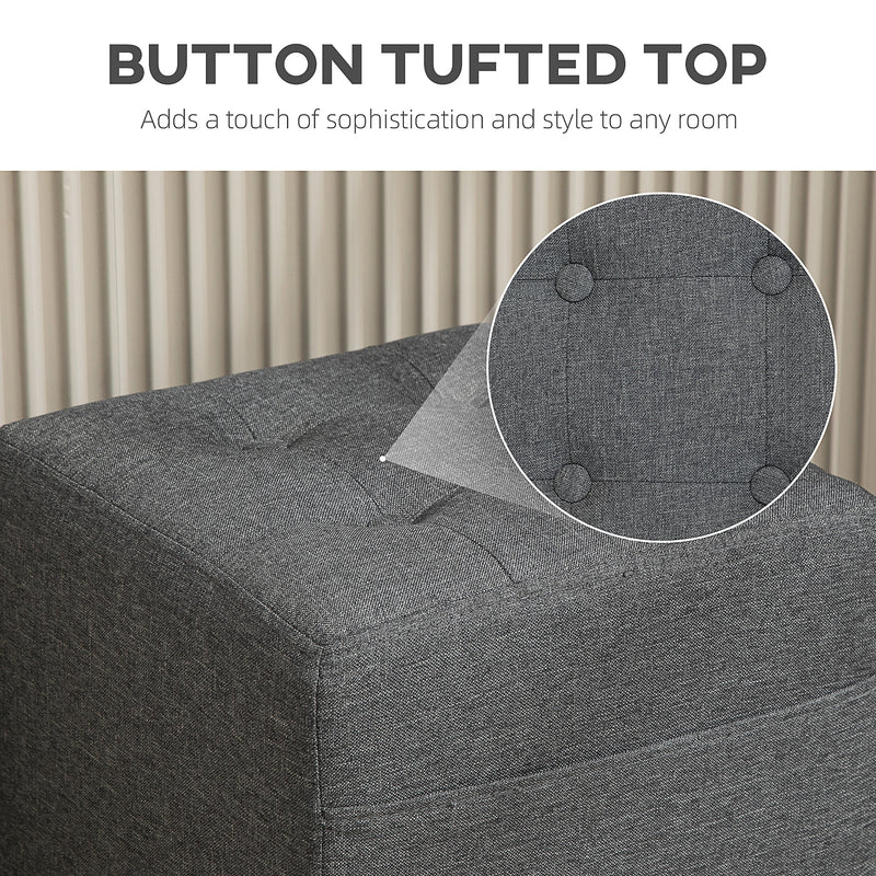 HOMCOM Small Footstool Square Ottoman with Padded Seat for Living Room Grey