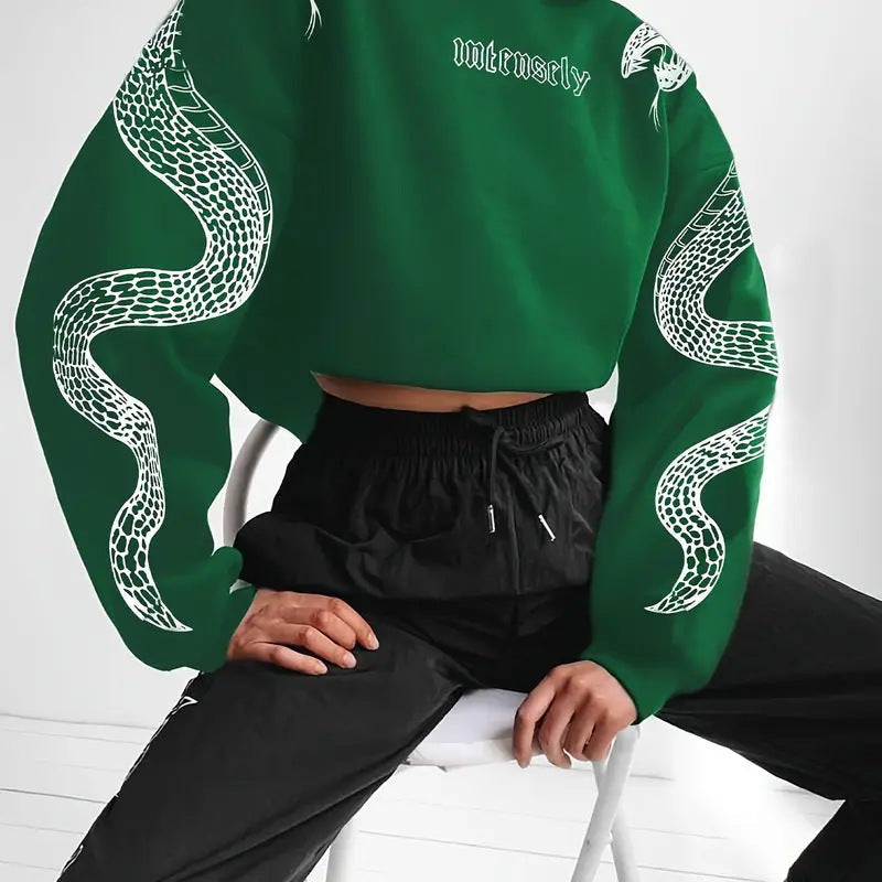 Printed Hooded Pullover Loose Retro Sweater