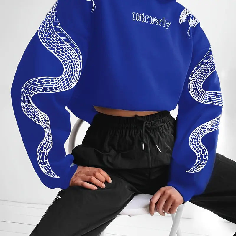 Printed Hooded Pullover Loose Retro Sweater
