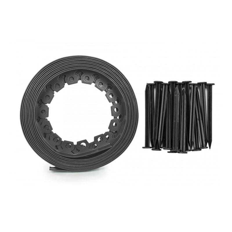 Lawn Border Set, Easy Border 40mm Gray 10m with Pegs