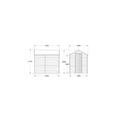 4LIFE Overlap Pressure Treated 7ft x 5ft Apex Shed - No Window