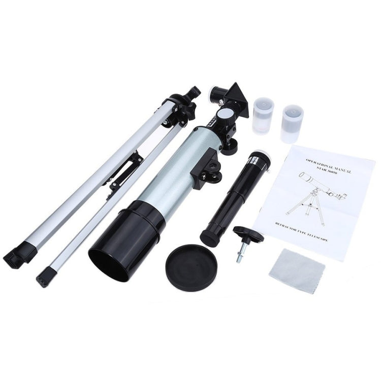 F36050 Portable Professional High Definition High Times Espace Astronomical Telescope Spotting Scope with Aluminum Alloy Tripod(Silver), F36050