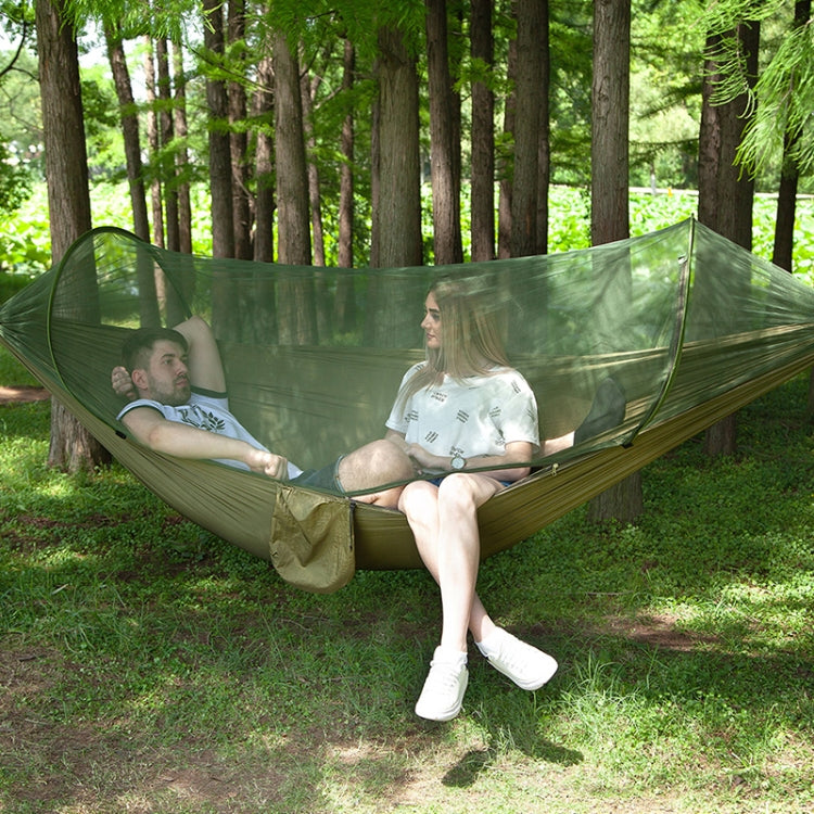Portable Outdoor Camping Full-automatic Nylon Parachute Hammock with Mosquito Nets, Size : 250 x 120cm, 250x120cm Army Green