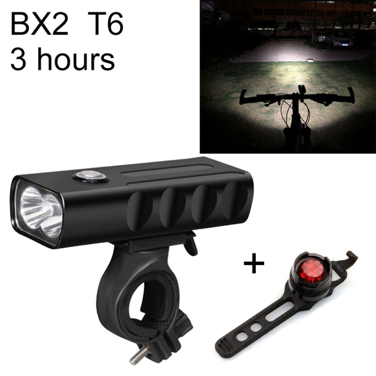 BX2 USB Charging Bicycle Light Front Handlebar Led Light (3 Hours, T6+Gem Lamp), 3 Hours, T6+Gem Lamp