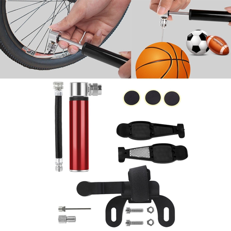 Manual Mini Portable Bicycle Aluminum Alloy Pump + Plastic glue-free tire patch + Tire lever, Inflator + Plastic glue-free tire patch + Tire lever Black, Inflator + Plastic glue-free tire patch + Tire lever Red