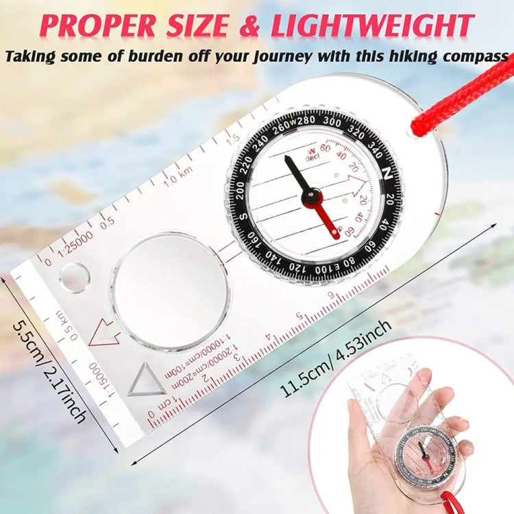 2pcs Nisa SD482 Outdoor Compass Map Scale with Magnifying Glass Multifunction, SD482