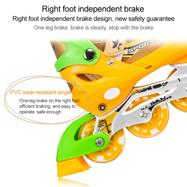 Adjustable Children Full Flash Single Four-wheel Roller Skates Skating Shoes Set, Size : S, Size : S (Gold), Size : S (Blue), Size : S (Red), Size : S (Pink)