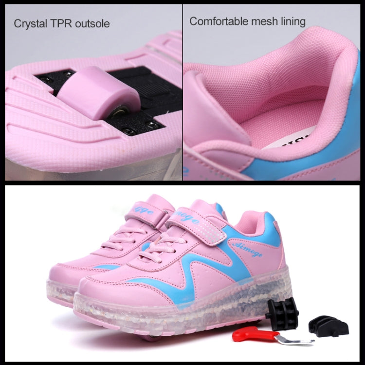 786 LED Light Ultra Light Rechargeable Double Wheel Roller Skating Shoes Sport Shoes, Size : 30, Size : 30