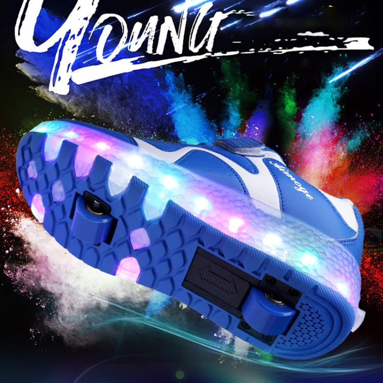 786 LED Light Ultra Light Rechargeable Double Wheel Roller Skating Shoes Sport Shoes, Size : 30, Size : 30