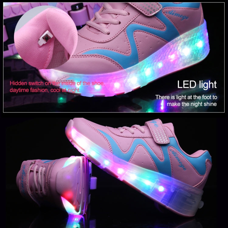 786 LED Light Ultra Light Rechargeable Double Wheel Roller Skating Shoes Sport Shoes, Size : 35, Size : 35