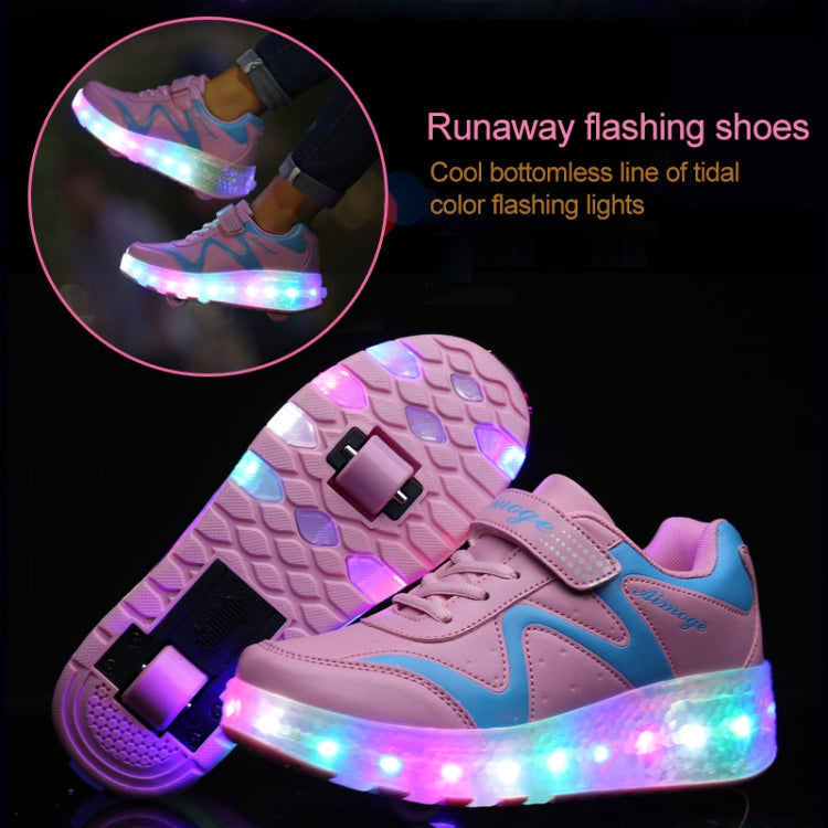 786 LED Light Ultra Light Rechargeable Double Wheel Roller Skating Shoes Sport Shoes, Size : 36, Size : 36
