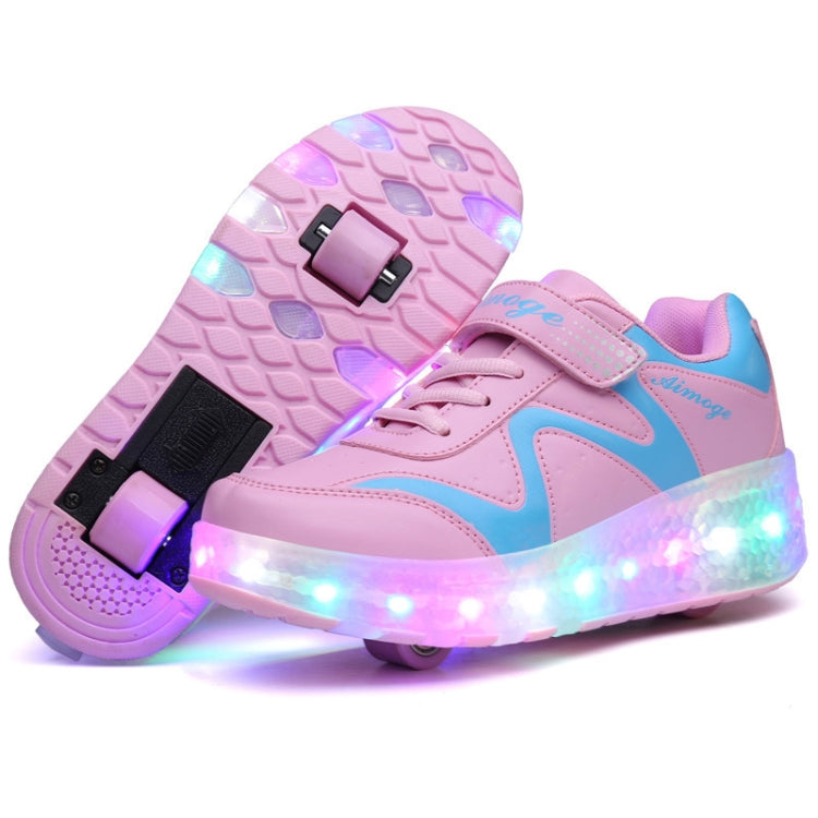 786 LED Light Ultra Light Rechargeable Double Wheel Roller Skating Shoes Sport Shoes, Size : 37, Size : 37