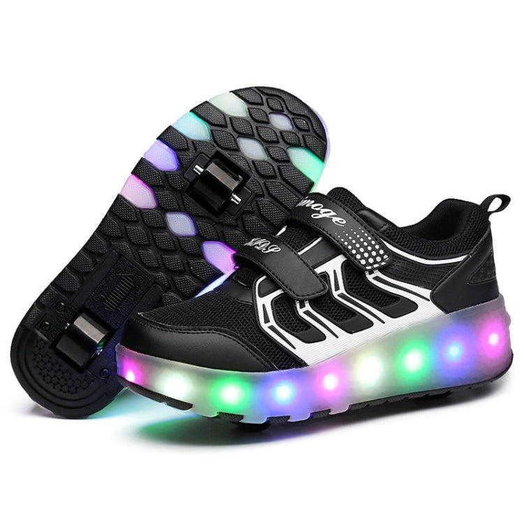 WS01 LED Light Ultra Light Mesh Surface Rechargeable Double Wheel Roller Skating Shoes Sport Shoes, Size : 36, Size : 36