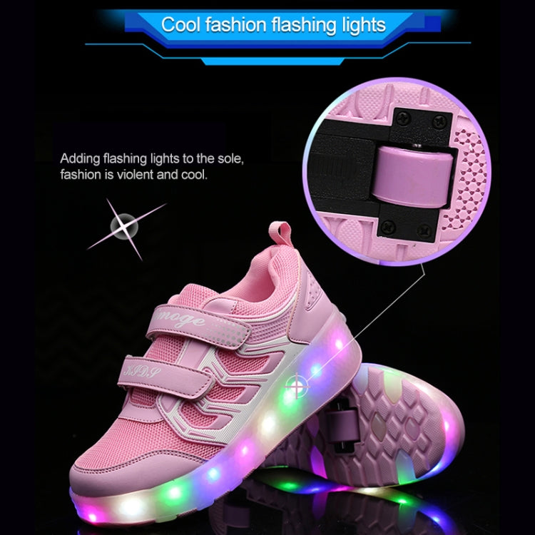 WS01 LED Light Ultra Light Mesh Surface Rechargeable Double Wheel Roller Skating Shoes Sport Shoes, Size : 36, Size : 36