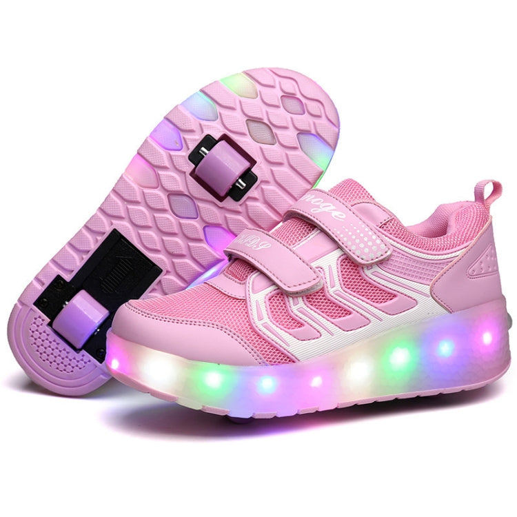 WS01 LED Light Ultra Light Mesh Surface Rechargeable Double Wheel Roller Skating Shoes Sport Shoes, Size : 36, Size : 36