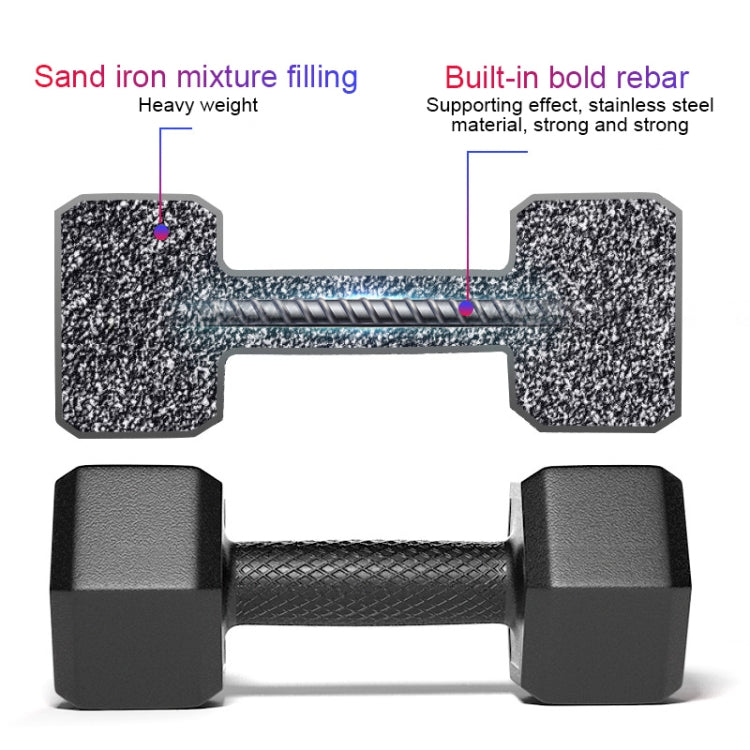 10KG  Household Glue Fitness Hexagon Dumbbells, 10KG