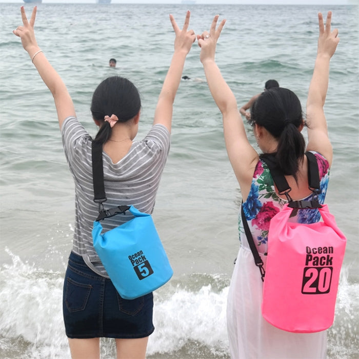 Outdoor Waterproof Double Shoulder Bag Dry Sack PVC Barrel Bag, Capacity: 20L, Capacity: 20L (Orange), Capacity: 20L (Pink), Capacity: 20L (Green), Capacity: 20L (Sky Blue), Capacity: 20L (Yellow), Capacity: 20L (Black), Capacity: 20L (Dark Blue)