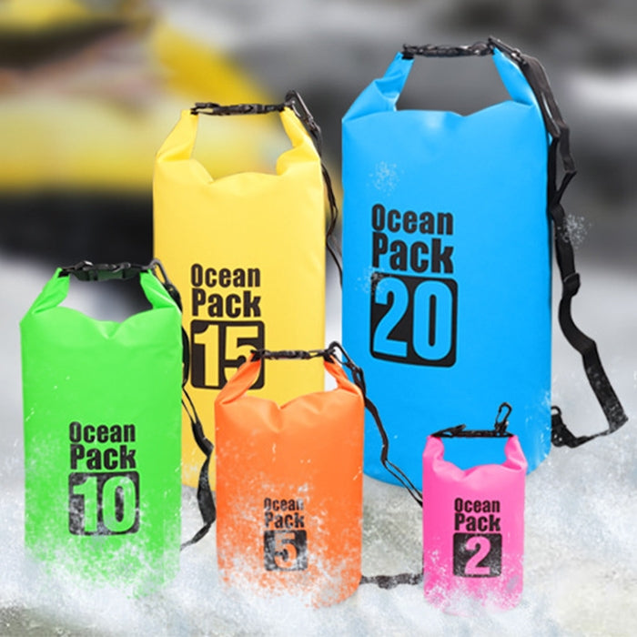 Outdoor Waterproof Double Shoulder Bag Dry Sack PVC Barrel Bag, Capacity: 20L, Capacity: 20L (Orange), Capacity: 20L (Pink), Capacity: 20L (Green), Capacity: 20L (Sky Blue), Capacity: 20L (Yellow), Capacity: 20L (Black), Capacity: 20L (Dark Blue)
