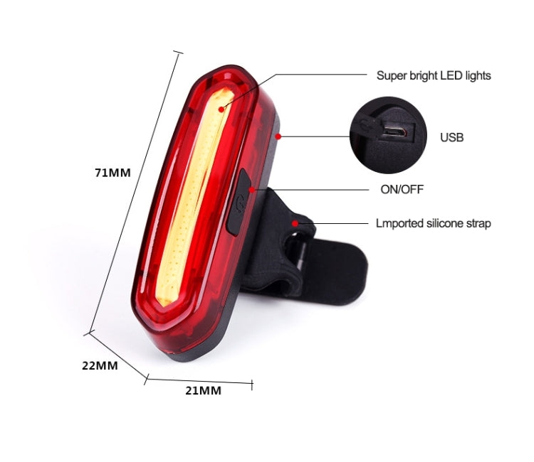 AQY-096 IPX4 Detachable USB Rechargeable Dual Color LED Bike Taillight, Blue & Red, White & Red