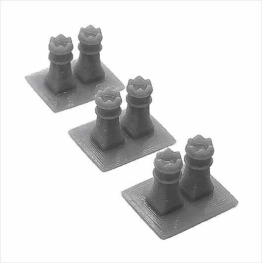 OO Scale Ready to Paint Chimney Pots - Style 4 (3 pack)