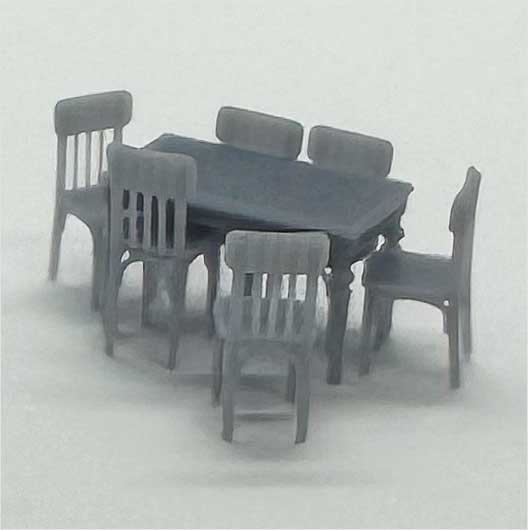 OO Scale Ready to Paint Table and Chairs - Style 2 (7 pieces)