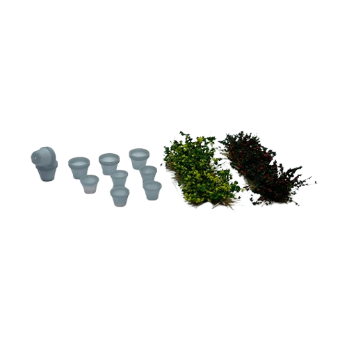 OO Scale Ready to Paint Terracotta Plant Pot with Flower Patches (16 pieces)