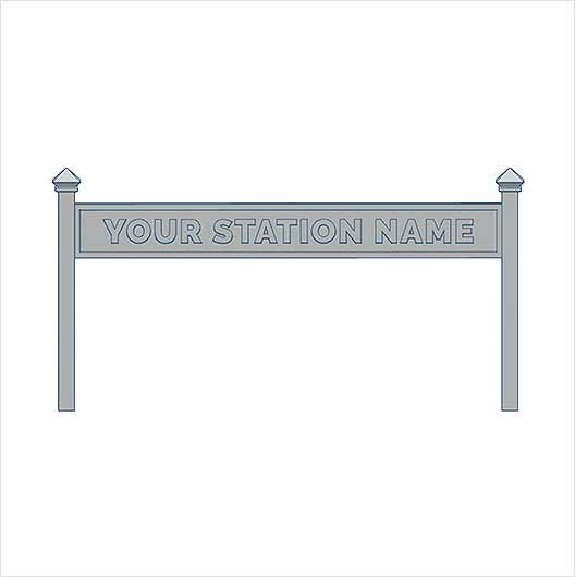 HO Scale Ready to Paint Double-Sided Personalised Steam-Era Station Name Board - Style 1 - One Line of Text (3 pack)