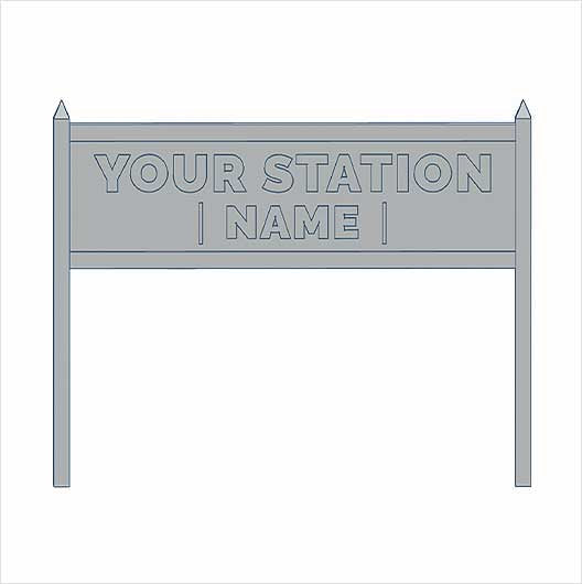 TT Scale Ready to Paint Double-Sided Personalised Steam-Era Station Name Board - Style 2 - Two Lines of Text (3 pack)