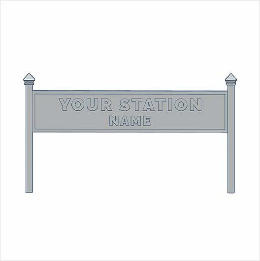 N Scale Ready to Paint Single-Sided Personalised Steam-Era Station Name Board - Style 1 - Two Lines of Text (3 pack)