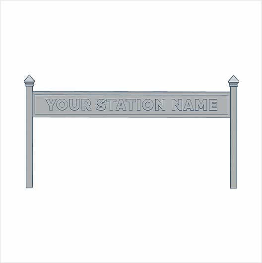 OO Scale Ready to Paint Single-Sided Personalised Steam-Era Station Name Board - Style 1 - One Line of Text (3 pack)