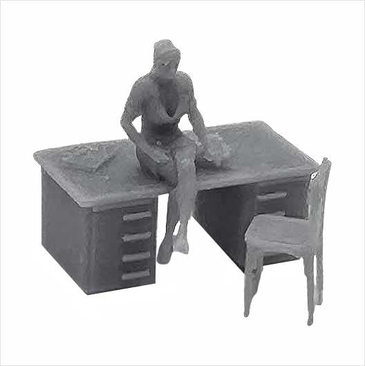 OO Scale Ready to Paint Woman Sitting On Desk