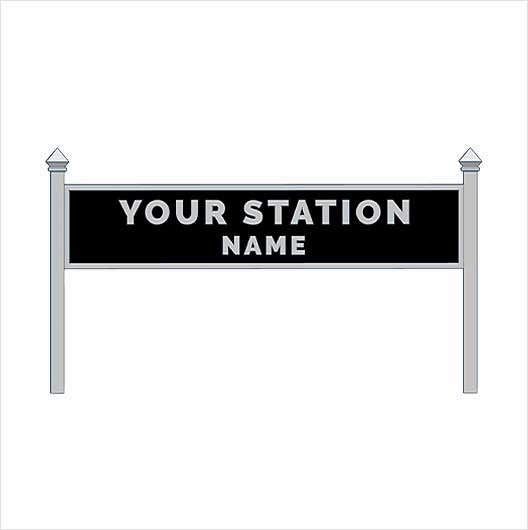 N Scale Pre-Coloured Double-Sided Personalised Steam-Era Station Name Board - Style 1 - Two Lines of Text