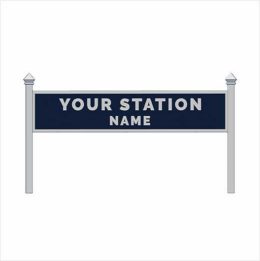 O Scale Pre-Coloured Single-Sided Personalised Steam-Era Station Name Board - Style 1 - Two Lines of Text
