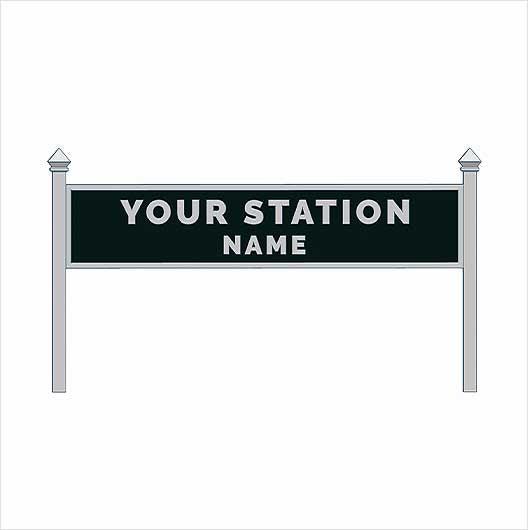 TT Scale Pre-Coloured Single-Sided Personalised Steam-Era Station Name Board - Style 1 - Two Lines of Text