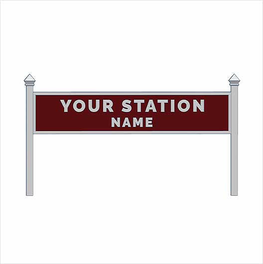 O Scale Pre-Coloured Single-Sided Personalised Steam-Era Station Name Board - Style 1 - Two Lines of Text