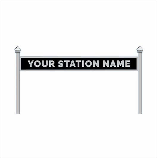 HO Scale Pre-Coloured Single-Sided Personalised Steam-Era Station Name Board - Style 1 - One Line of Text