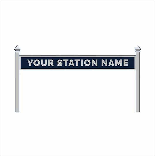 N Scale Pre-Coloured Double-Sided Personalised Steam-Era Station Name Board - Style 1 - One Line of Text