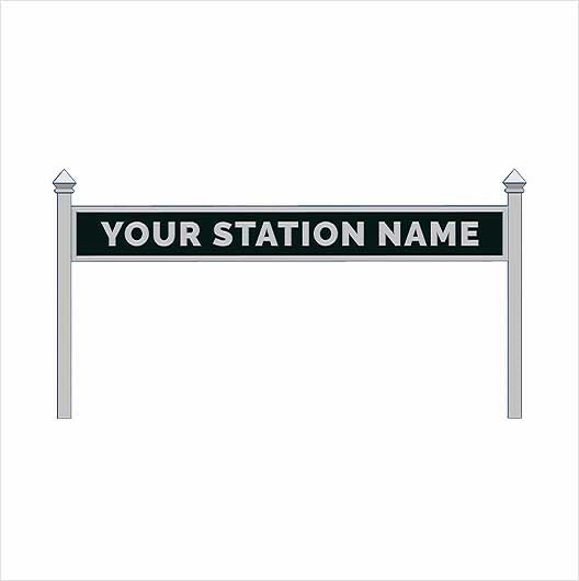 OO Scale Pre-Coloured Single-Sided Personalised Steam-Era Station Name Board - Style 1 - One Line of Text