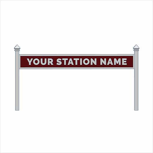 OO Scale Pre-Coloured Single-Sided Personalised Steam-Era Station Name Board - Style 1 - One Line of Text