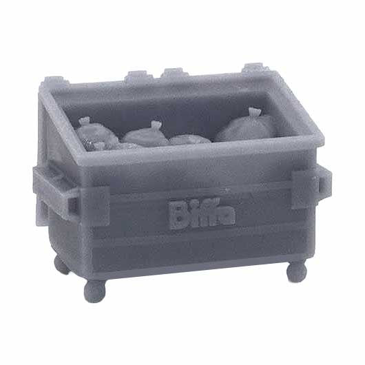 OO Scale Ready to Paint 1100 Litre Four Wheel Bin with Open Lids