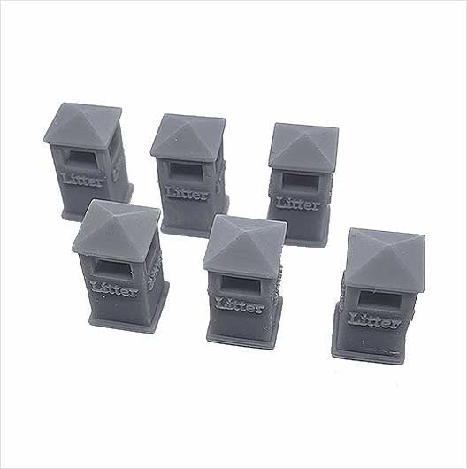 OO Scale Ready to Paint Civic Litter Bin - Style 1 (6 pack)