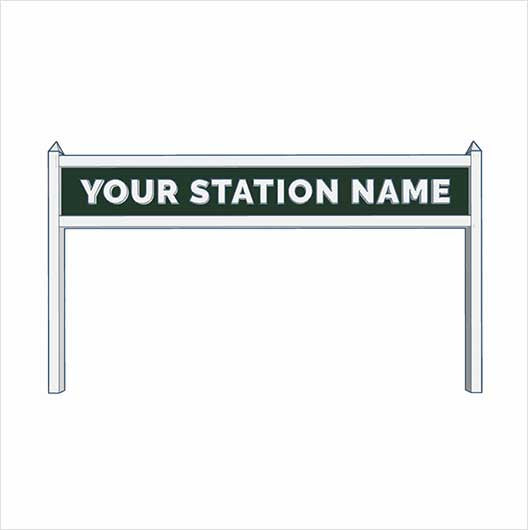 TT Scale Pre-Coloured Single-Sided Personalised Steam-Era Station Name Board - Style 2 - One Line of Text